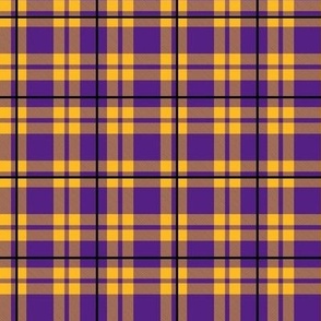 Smaller Scale Team Spirit Basketball Plaid in LA Los Angeles Lakers Colors Purple and Yellow Gold 