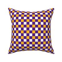 Small Scale Team Spirit Basketball Bold Checkerboard in LA Los Angeles Lakers Colors Purple and Yellow Gold 