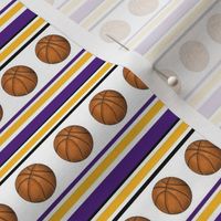 Small Scale Team Spirit Basketball Sporty Stripes in LA Los Angeles Lakers Colors Purple and Yellow Gold 