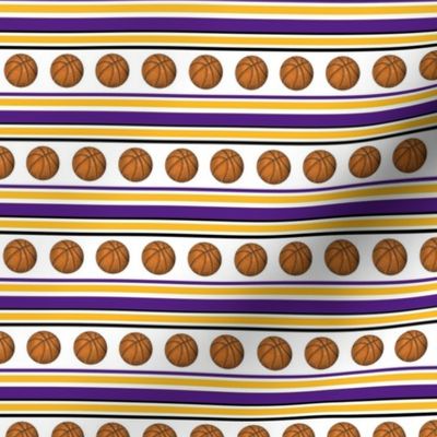 Small Scale Team Spirit Basketball Sporty Stripes in LA Los Angeles Lakers Colors Purple and Yellow Gold 