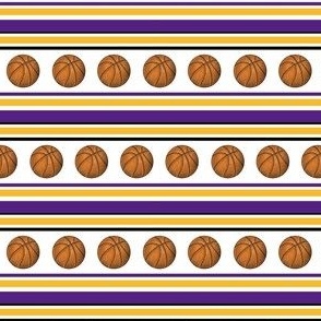 Small Scale Team Spirit Basketball Sporty Stripes in LA Los Angeles Lakers Colors Purple and Yellow Gold 