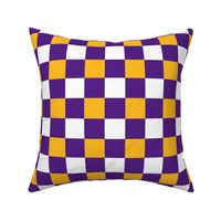 Medium Scale Team Spirit Basketball Bold Checkerboard in LA Los Angeles Lakers Colors Purple and Yellow Gold