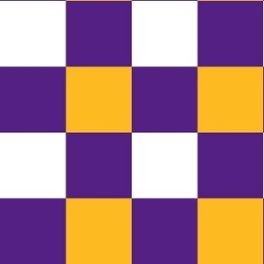 Medium Scale Team Spirit Basketball Bold Checkerboard in LA Los Angeles Lakers Colors Purple and Yellow Gold