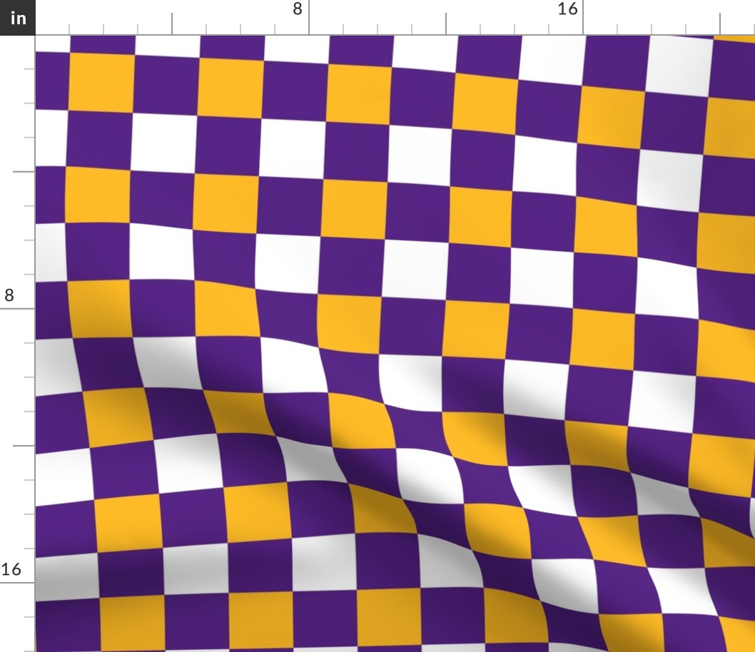 Medium Scale Team Spirit Basketball Bold Checkerboard in LA Los Angeles Lakers Colors Purple and Yellow Gold