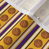 Small Scale Team Spirit Basketball Sporty Stripes in LA Los Angeles Lakers Colors Purple and Yellow Gold
