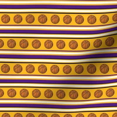 Small Scale Team Spirit Basketball Sporty Stripes in LA Los Angeles Lakers Colors Purple and Yellow Gold