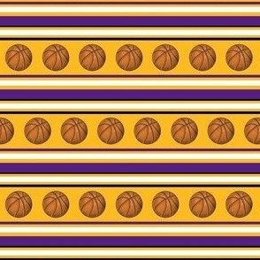 Small Scale Team Spirit Basketball Sporty Stripes in LA Los Angeles Lakers Colors Purple and Yellow Gold