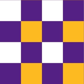 Large Scale Team Spirit Basketball Bold Checkerboard in LA Los Angeles Lakers Colors Purple and Yellow Gold 