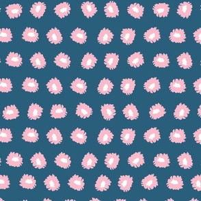 River Daisies.- Navy Blue and Pink Large