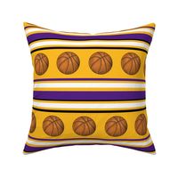 Large Scale Team Spirit Basketball Sporty Stripes in LA Los Angeles Lakers Colors Purple and Yellow Gold