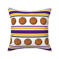 Large Scale Team Spirit Basketball Sporty Stripes in LA Los Angeles Lakers Colors Purple and Yellow Gold 
