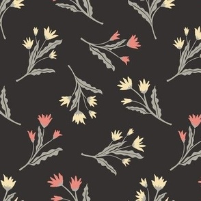 Tossed Flowers | Charcoal Black | Casual Cottage Floral