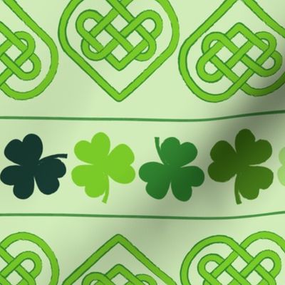 Shamrocks and Celtic Knot Hearts - Green