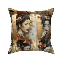 Oriental Beauty In Imperfection_ Red and Gold  by   Bada Bling Designs Ltd