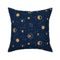 Starry night – Space stars and constellations  - gold and navy blue      // Medium scale