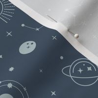 Starry night – Space stars and constellations  - grey and pastel blue     // Medium scale