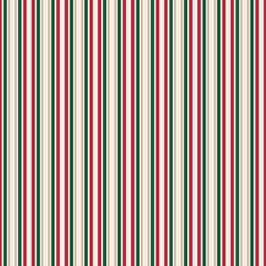 Festive Christmas Stripes - Red, Green, Cream, Gold