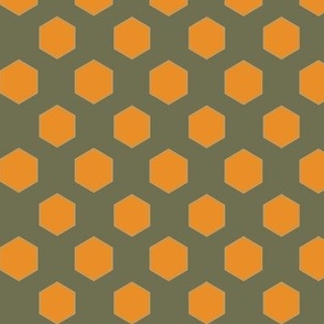 mustard grey hexagon polka dot