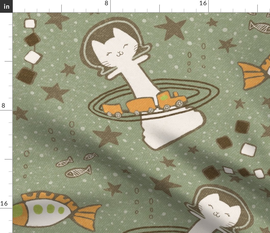 Let's play surreal chess - chess piece kitten and spaceship fish in outer space with celestial elements