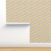 Small scale / Retro rainbow diamond checkerboard on beige / Colorful blue green yellow orange and pink diagonal squares checks / 60s vintage kitchen tiles grid / fun bold minimal 70s summer blender
