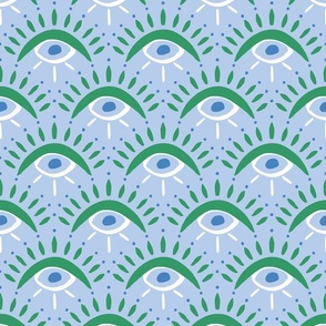 Evil Eye Scallops/green and blue/large