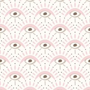Evil Eye Scallops/baby pink and brown/large