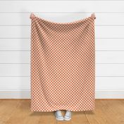 Small scale / Retro orange and beige checkerboard 1 inch squares / Vintage 60s geometric kitchen tiles / boho picnic checks grid on warm light creamy ivory / bold rich 70s monochromatic rustic fall halloween blender