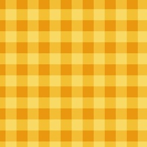 Small scale / Yellow gingham buffalo plaid / Warm sunny amber vintage stripes 60s picnic checks retro square grid / classic minimal modern 70s vichy caro lines fun light fresh rich summer blender