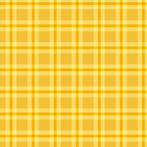 Small scale / Yellow and orange double plaid tartan / Warm sunny vintage stripes 60s windowpane picnic checks retro square grid / minimal classic 70s vichy caro lines fun light fresh amber rich summer blender