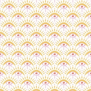 Evil Eye Scallops/yellow and pink/medium