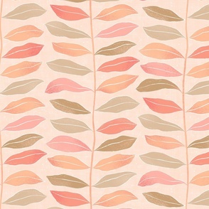 Large | Colorful leaves wallpaper design on light peach 