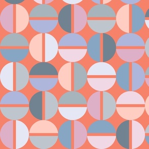 Intangible Modern mid Century Mod Bauhaus colorful circles on orange - large