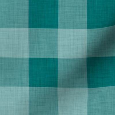Night Swim Green- Gingham- Extra Large- 2 Inches- Buffalo Plaid- Vichy Check- Emerald Checked- Linen Texture- Cozy Cottage- Cottagecore- Winter- Teal