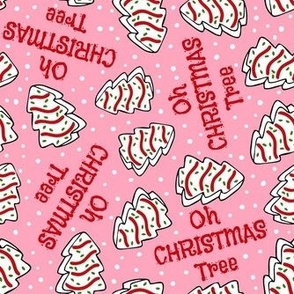 Medium Scale Oh Christmas Tree Snack Cakes on Pink