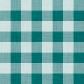 Night Swim Green- Gingham- Extra Large- 1 2 Inches- Buffalo Plaid- Vichy Check- Emerald Checked- Linen Texture- Cozy Cottage- Cottagecore- Winter- Teal