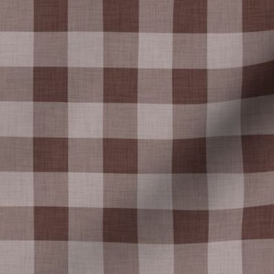 Molasses Dark Brown- Gingham- Extra Large- 1 Inch- Buffalo Plaid- Vichy Check- Neutral Checked- Linen Texture- Fall- Autumn-Thanksgiving- Cozy Cottage- Cottagecore- Earthy Tones