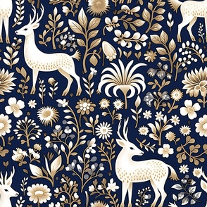 Nature's Embrace - on Navy Wallpaper 