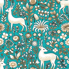 Nature's Embrace - on Teal Wallpaper 