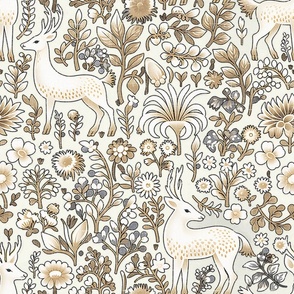 Nature's Embrace - on Warm Cream-Linen Wallpaper