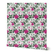 Open Floral Flower and Leaf in pink and green (large scale)