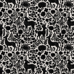 Nature's Embrace - on Solid- Black- Agreeable Gray Linen Wallpaper 