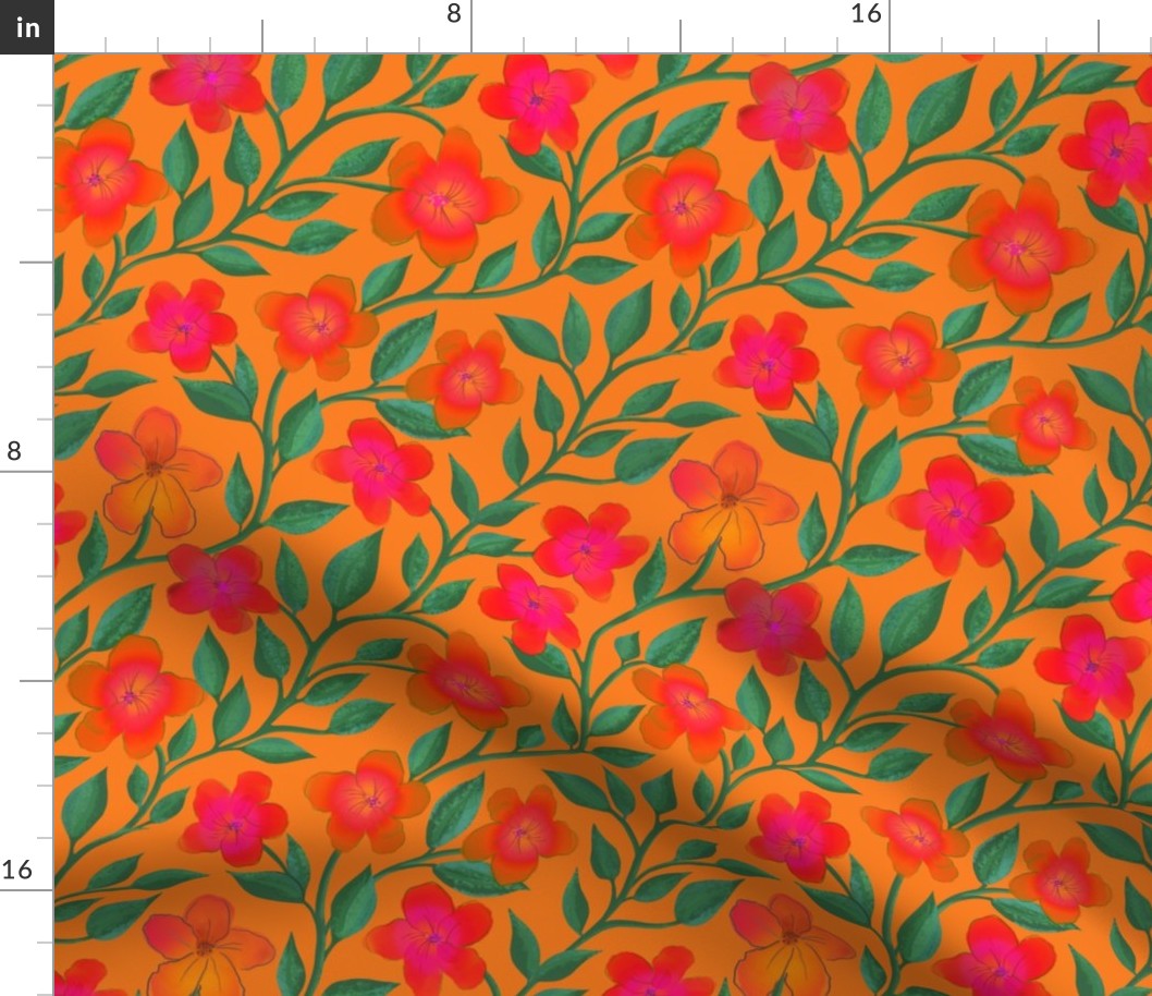 2388_pink-orange_flowering-vines_orange-bkgrnd