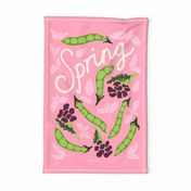 Spring Seasonal Teatowel - Vegetable Garden - Allotment - Grow your own Broad Beans, Purple Sprouting Broccoli and Mint