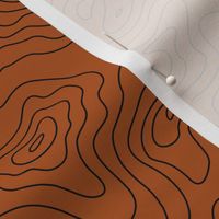 Topographic Map - Land FingerPrint - Minimalist mountains - landscape nature altitude map - Mountain Heights - rust and black