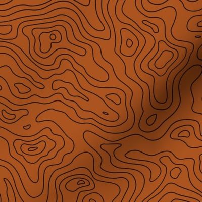 Topographic Map - Land FingerPrint - Minimalist mountains - landscape nature altitude map - Mountain Heights - rust and black