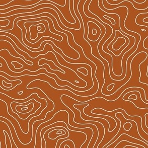 Topographic Map - Land FingerPrint - Minimalist mountains - landscape nature altitude map - Mountain Heights - rust and white