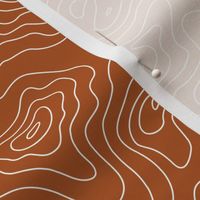 Topographic Map - Land FingerPrint - Minimalist mountains - landscape nature altitude map - Mountain Heights - rust and white
