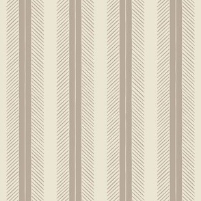Rustic Pine Stripe - Medium - Panna Cotta Cream & Morel Mushroom Tan - Festive Forest