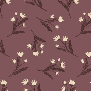 Tossed Flowers | Raisin Purple and Brown | Casual Cottage Floral