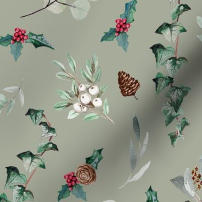 Ivy Christmas Botanical Pattern
